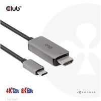 Club3D kabel USB-C na HDMI, 4K120Hz 8K60Hz HDR10 s DSC1.2, Aktivní kabel, M/M, 3m