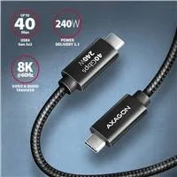 AXAGON BUCM4X-CM10AB NewGEN+ kábel USB-C  USB-C, 1m, USB4 Gen 3×2, PD 240W 5A, 8K HD, ALU, opletenie, čierny