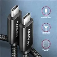 AXAGON BUCM4X-CM10AB NewGEN+ kábel USB-C  USB-C, 1m, USB4 Gen 3×2, PD 240W 5A, 8K HD, ALU, opletenie, čierny
