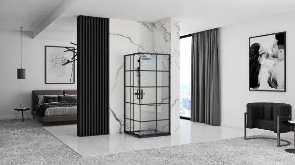 REA/S - Sprchovací kút CONCEPT 90x90 - čierny So sprchovou vaničkou Savoy black KPL-K1002