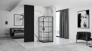 REA/S - Sprchovací kút CONCEPT 90x90 - čierny So sprchovou vaničkou Savoy black KPL-K1002