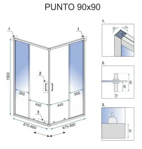 REA/S - Sprchovací kút PUNTO 90x90 - čierna So sprchovou vaničkou Savoy black KPL-K1015