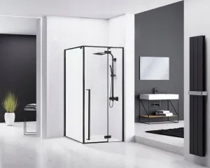 REA/S - Sprchovací kút FARGO 90x90 - matný čierny s bielou sprchovou vaničkou Savoy KPL-K6318