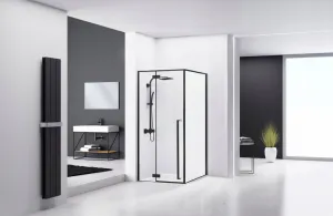 REA/S - Sprchovací kút FARGO 90x90 - matný čierny s bielou sprchovou vaničkou Savoy KPL-K6318