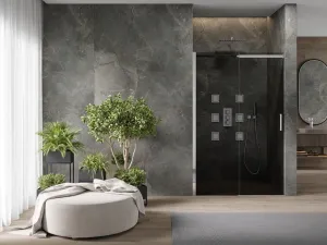 MEXEN - OMEGA posuvné dvere 110x190 cm 8 mm chróm, grey so sadou pre niku 825-110-000-01-40