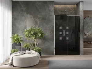 MEXEN - OMEGA posuvné dvere 150x190 cm 8 mm chróm, grey so sadou pre niku 825-150-000-01-40