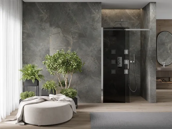 MEXEN - OMEGA posuvné dvere 150x190 cm 8 mm chróm, grey so sadou pre niku 825-150-000-01-40