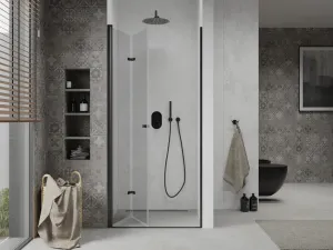 MEXEN - Lima sprchové dvere zalamovacie 70, transparent, čierna so stenovým profilom 856-070-000-70-00