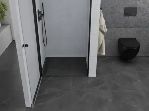 MEXEN - Pretoria Sprchové dvere krídlové 80, transparent, čierna sa stenovým profilom 852-080-000-70-00