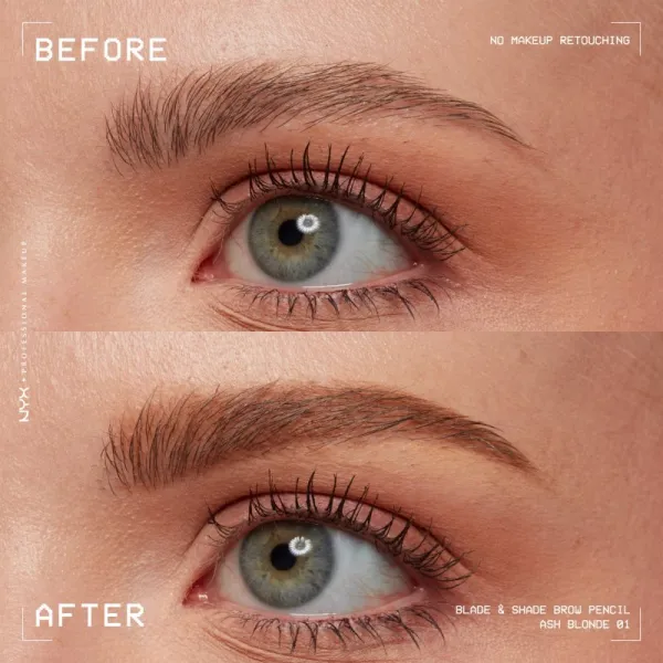 NYX Professional Makeup Blade & Shade ceruzka na obočie s kefkou odtieň 01 Ash Blonde 0.06 g