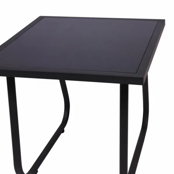 Záhradný relaxačný set stôl a 2 kreslá, oceľ, šedá