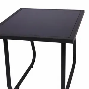 Záhradný relaxačný set stôl a 2 kreslá, oceľ, šedá