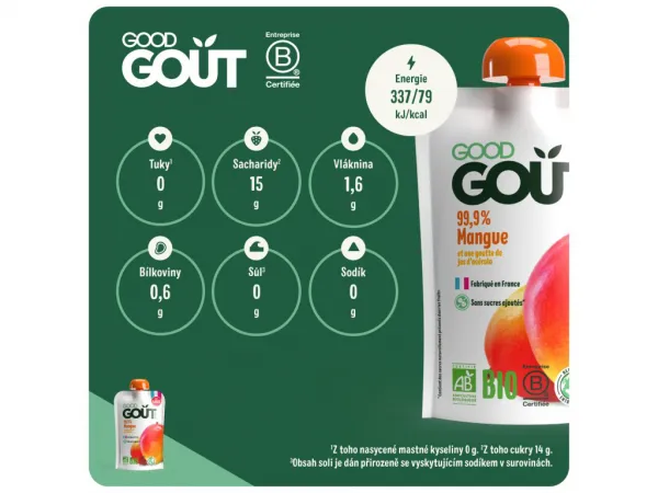 GOOD GOUT BIO Kapsička ovocná Mango 120 g, 4m+
