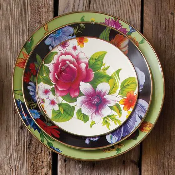 Smaltovaný dezertný tanier "Flower Market" 20 cm, biely - MacKenzie-Childs