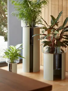 Terrazza kvetináč, v. 75 cm, Ø32 cm číra/betónovo sivá - LSA international