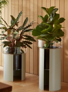Terrazza kvetináč, v. 60 cm, Ø34 cm, číra/betónovo sivá - LSA international