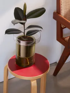 Samozavlažovací kvetináč Balcony, v. 27cm, Ø22cm, číra/olivovo zelená - LSA international