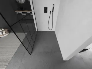 MEXEN/S - KIOTO Sprchová zástena WALK-IN 70x200 cm 8 mm, čierna, čierny vzor 2 800-070-101-70-78