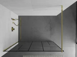 MEXEN/S - KIOTO Sprchová zástena WALK-IN 70x200 cm 8 mm, zlatá čierny vzor 2 800-070-101-50-78