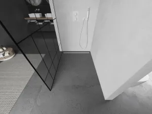MEXEN/S - KIOTO Sprchová zástena WALK-IN 80 x 200, transparent/čierny vzor 8 mm, biela 800-080-101-20-78