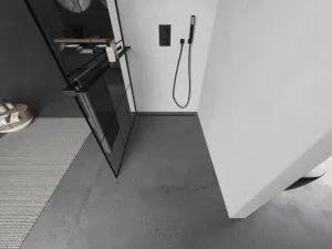 MEXEN/S - KIOTO Sprchová zástena WALK-IN s poličkou a držiakom uterákov 120 x 200, transparent/čierna 8 mm, čierna - 800-110-121-70-77 800-120-121-70-77