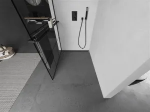MEXEN/S - KIOTO Sprchová zástena WALK-IN s poličkou a držiakom uterákov 100 x 200, transparent/čierna 8 mm, čierna 800-100-121-70-77
