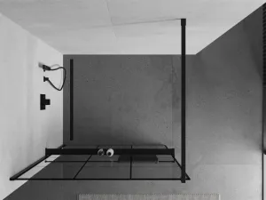 MEXEN/S - KIOTO Sprchová zástena WALK-IN s poličkou a držiakom uterákov 100 x 200, transparent/čierna 8 mm, čierna 800-100-121-70-77