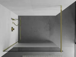 MEXEN/S - KIOTO Sprchová zástena WALK-IN 070x200 cm 8 mm, zlatá, Transparent/matné sklo 800-070-101-50-35