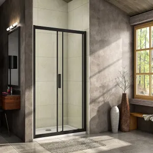 H K - Luxusné posuvné sprchové dvere ALTO BLACK 116- 120x195cm Ľ/P so Soft close zatváraním SE-ALTOBLACK120SET