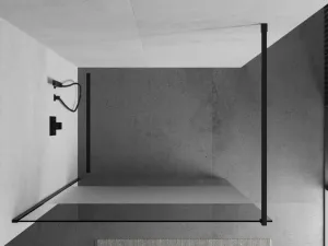 MEXEN/S - KIOTO Sprchová zástena WALK-IN 100x200 cm 8 mm, čierna, Transparent/matné sklo 800-100-101-70-35