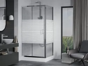 MEXEN/S - Apia Sprchovací kút 120x80, pruhy, chróm + vanička Rio 840-120-080-01-20-4510