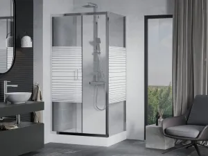 MEXEN/S - Apia Sprchovací kút 120x80, pruhy, chróm + vanička Rio 840-120-080-01-20-4510