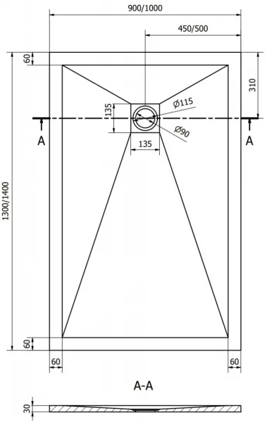 MEXEN - Stone+ sprchová vanička obdĺžniková 140x80, čierna 44708014