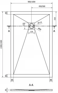 MEXEN - Stone+ sprchová vanička obdĺžniková 140x80, čierna 44708014