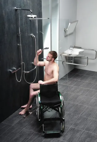 SAPHO - HANDICAP nástenné madlo pravé 810x550, nerez lesk XH524