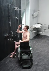 SAPHO - HANDICAP nástenné madlo pravé 810x550, nerez lesk XH524