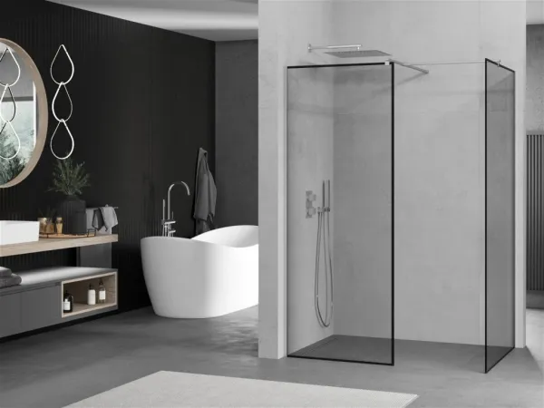 MEXEN/S - Kioto Sprchová zástena Walk-in 100 x 100, čierny vzor, chróm 800-100-202-01-70-100