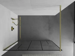 MEXEN/S - Kioto Sprchová zástena WALK-IN 80 x 200, čierny vzor 8 mm, zlatá kartáčovaná 800-080-101-55-78