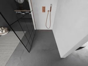 MEXEN/S - Kioto Sprchová zástena WALK-IN 100 x 200, čierny vzor 8 mm, meď kartáčovaná 800-100-101-65-78