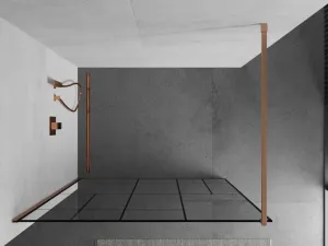 MEXEN/S - Kioto Sprchová zástena WALK-IN 100 x 200, čierny vzor 8 mm, meď kartáčovaná 800-100-101-65-78