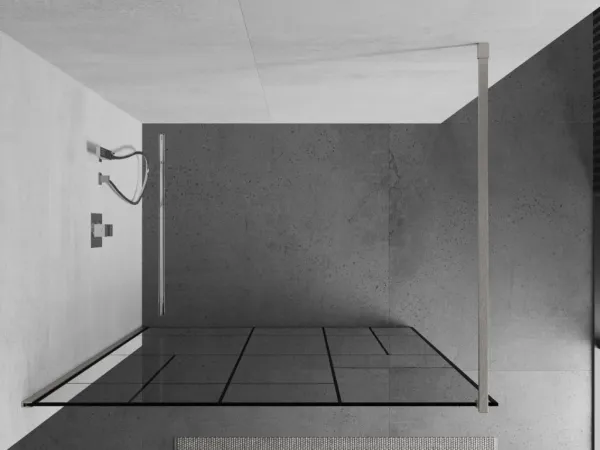 MEXEN/S - Kioto Sprchová zástena WALK-IN 70 x 200, čierny vzor 8 mm, nikel kefovaná 800-070-101-97-78