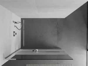 MEXEN/S - Kioto+ L Sprchová zástena WALK-IN s poličkou a držiakom uterákov 90 x 200, transparent/dekor, chróm 800-090-123-01-35