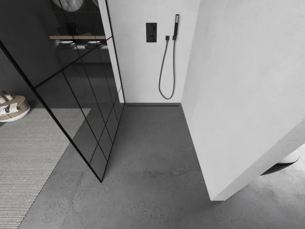 MEXEN/S - Kioto L Sprchová zástena WALK-IN 100 x 200, čierny vzor, čierna 800-100-103-70-78