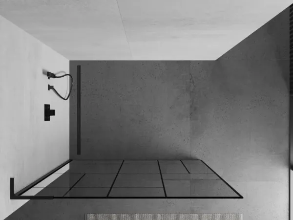 MEXEN/S - Kioto L Sprchová zástena WALK-IN 100 x 200, čierny vzor, čierna 800-100-103-70-78