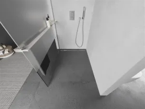 MEXEN/S - Kioto+ Sprchová zástena WALK-IN s poličkou a držiakom uterákov 80 x 200, transparent/dekor, nikel kartáčovaná 800-080-121-97-35