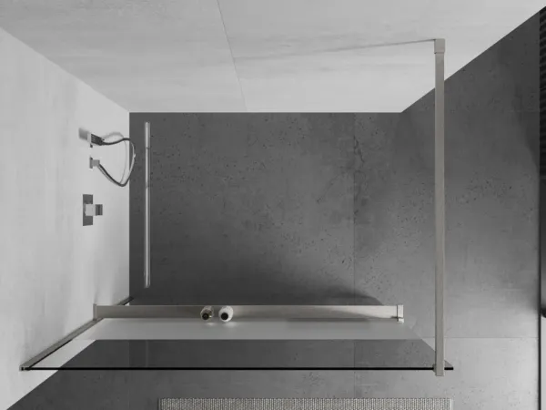 MEXEN/S - Kioto+ Sprchová zástena WALK-IN s poličkou a držiakom uterákov 80 x 200, transparent/dekor, nikel kartáčovaná 800-080-121-97-35