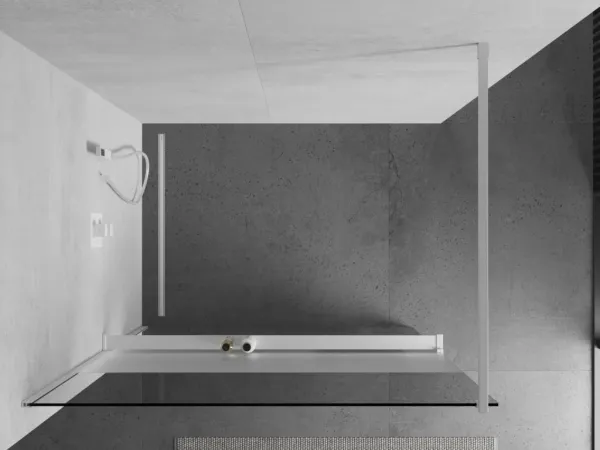 MEXEN/S - Kioto+ Sprchová zástena WALK-IN s poličkou a držiakom uterákov 80 x 200, transparent/vzor, biela 800-080-121-20-35