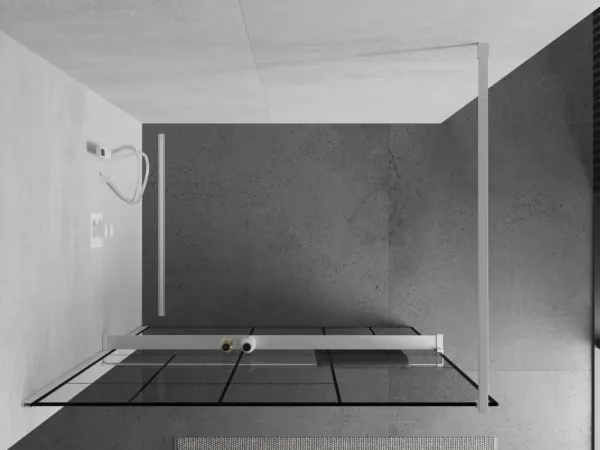 MEXEN/S - Kioto+ Sprchová zástena WALK-IN s poličkou a držiakom uterákov 100 x 200, čierny vzor, biela 800-100-121-20-78