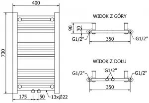 MEXEN - Mars vykurovací rebrík/radiátor 700 x 400 mm, 188 W, chróm W110-0700-400-00-01