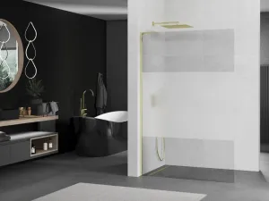 MEXEN/S - Kioto L Sprchová zástena WALK-IN 80 x 200, transparent/dekor, zlatá 800-080-103-50-35
